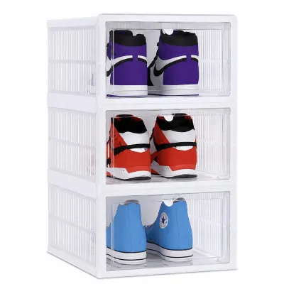Stackable Clear Shoe Storage Boxes — 2 Pack